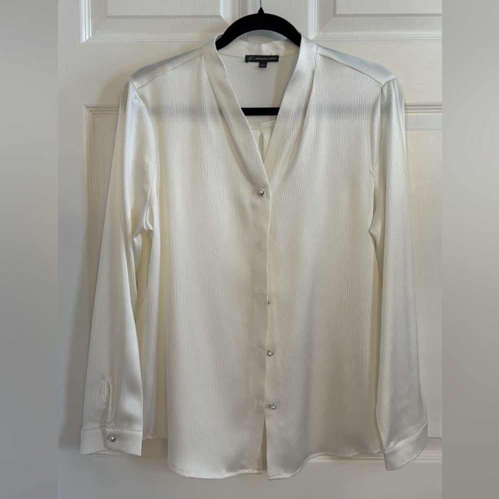 Adrianna Papell Cream Textured Shell Top